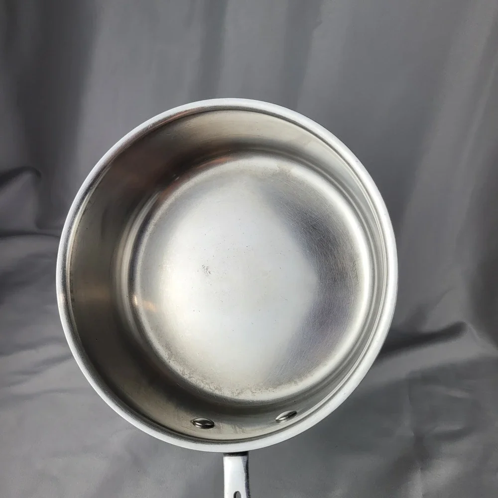 Emeril Saucepan 2Qt Silver Stainless Steel Copper Bonded Base with Glass Lid